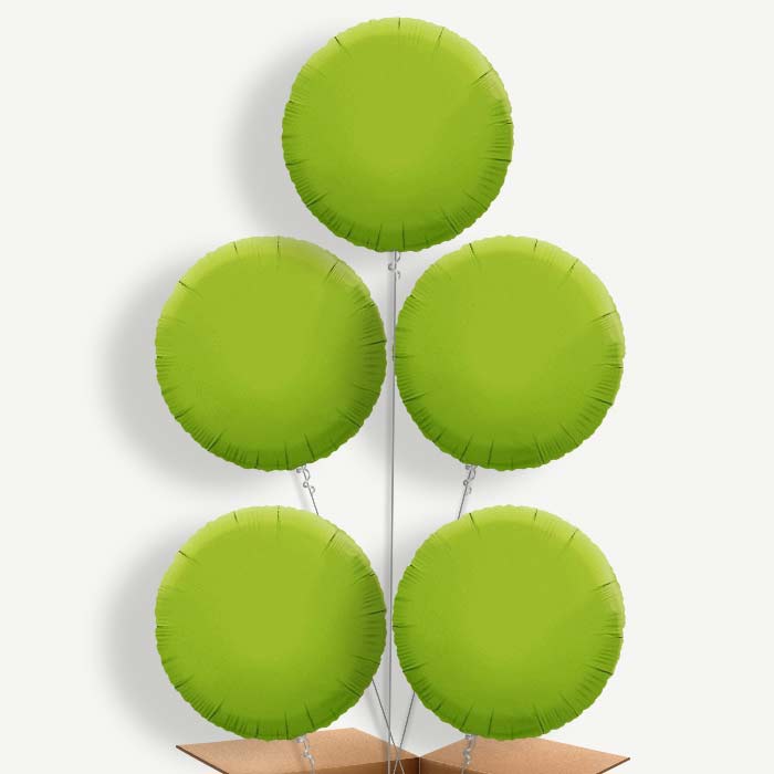Lime Green Circle Balloon Cluster Inflated with Helium | Party Save Smile
