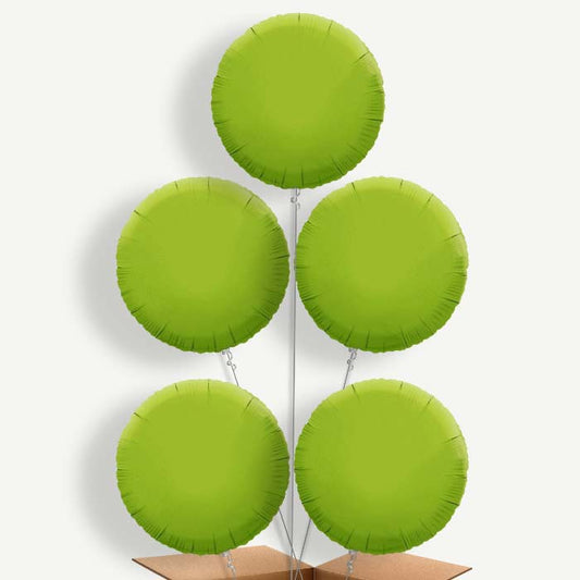 Lime Green Circle Balloon Cluster Inflated with Helium | Party Save Smile