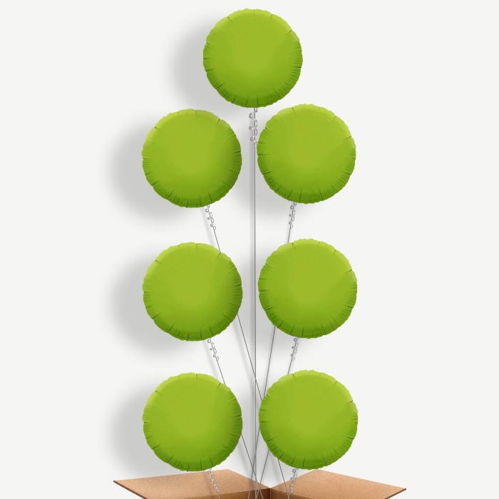 Lime Green Circle Balloon Arrangement Inflated with Helium | Party Save Smile