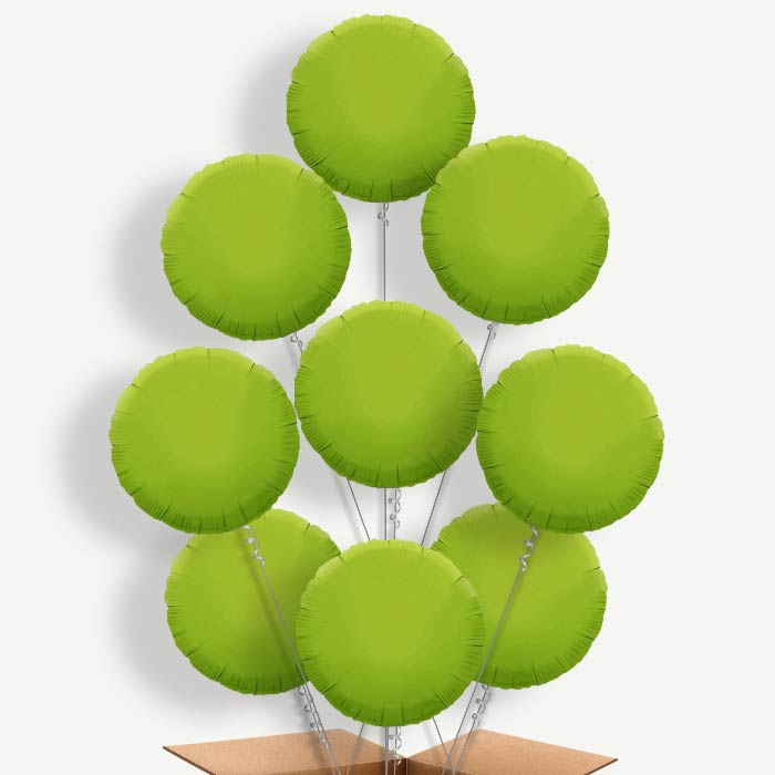 Lime Green Circle Balloon Bundle Inflated with Helium | Party Save Smile