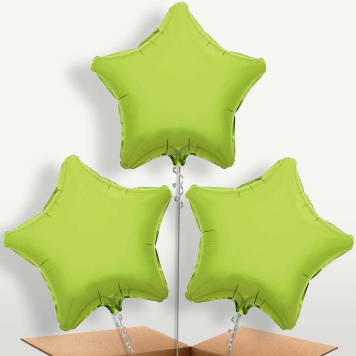 Lime Green Star Bunch of Balloons inflated with Helium | Party Save Smile