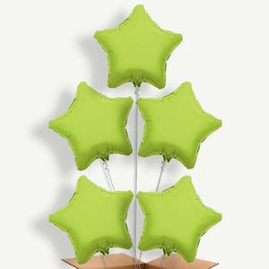 Lime Green Star 5 Balloon Cluster Inflated with Helium