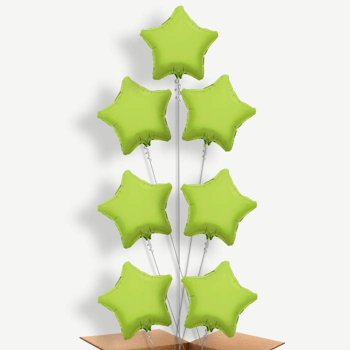 Lime Green Star Balloon Arrangement Inflated with Helium | Party Save Smile