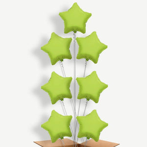 Lime Green Star 7 Balloon Arrangement Inflated with Helium