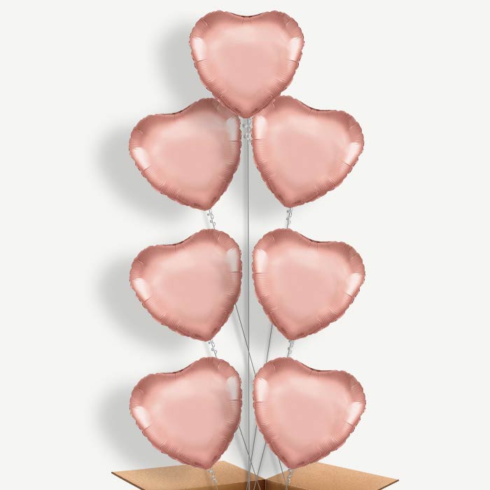 Rose Gold Heart Shaped Helium Balloon Arrangement | Party Save Smile
