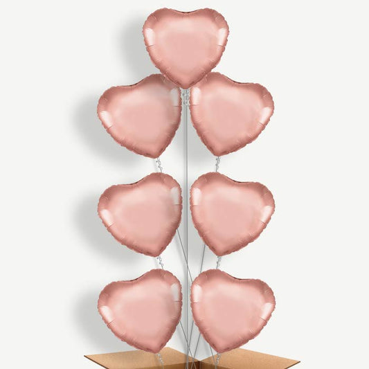 Rose Gold Heart Shaped Helium Balloon Arrangement | Party Save Smile