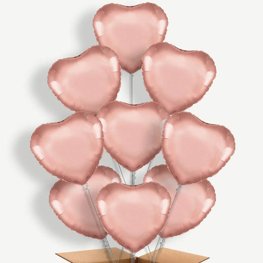 Rose Gold Heart Shaped Helium Balloon Bundle | Party Save Smile