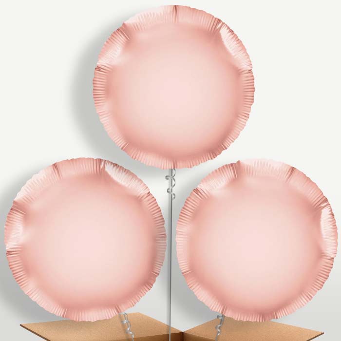 Rose Gold Circle Bunch of Balloons inflated with Helium | Party Save Smile
