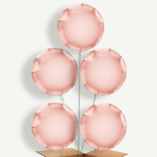 Rose Gold Circle Balloon Cluster Inflated with Helium | Party Save Smile