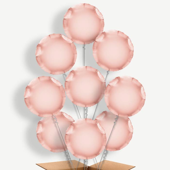 Rose Gold Circle Balloon Bundle Inflated with Helium | Party Save Smile