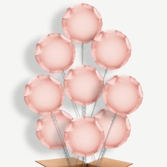 Rose Gold Circle Balloon Bundle Inflated with Helium | Party Save Smile