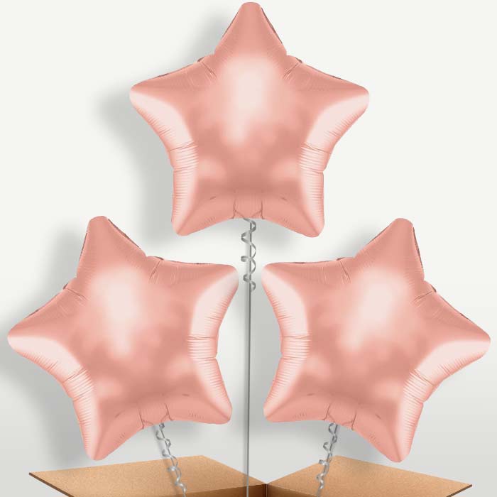 Rose Gold Star Shaped Bunch of Balloons inflated with Helium | Party Save Smile