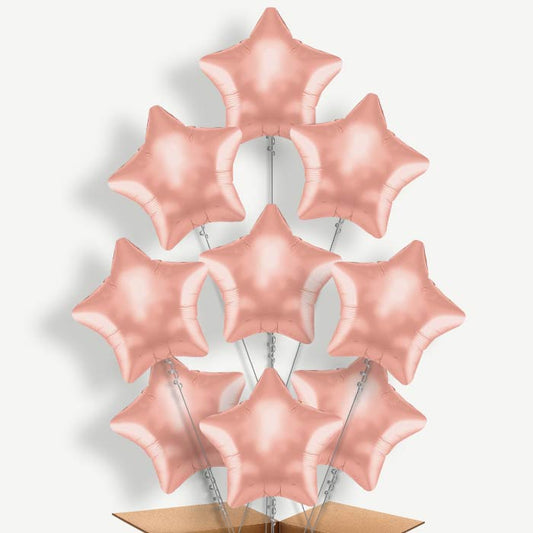 Rose Gold Star Shaped Helium Balloon Bundle | Party Save Smile