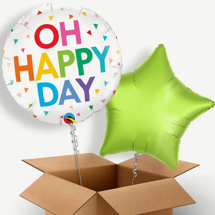 Rainbow Oh Happy Day Helium Balloon Couple | Party Save Smile