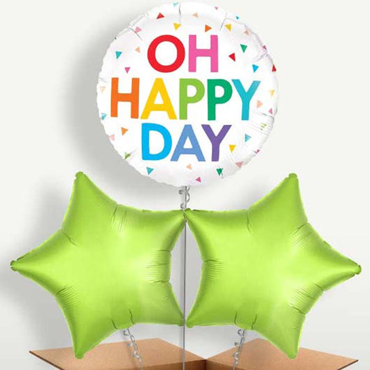 Rainbow Oh Happy Day Trio Balloon Bunch | Party Save Smile