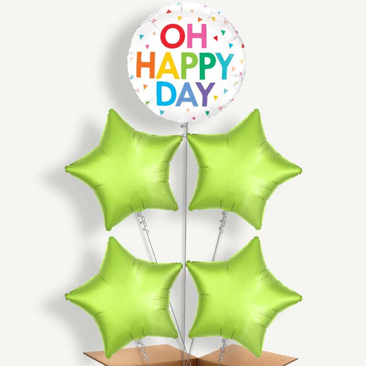 Rainbow Oh Happy Day Helium Cluster Balloons | Party Save Smile