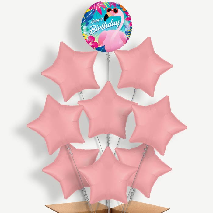 Flamingo Birthday Balloon Bundle Inflated with Helium | Party Save Smile