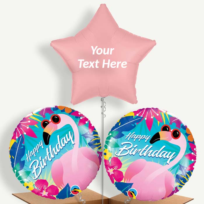 Personalisable Flamingo Birthday Helium Balloons | Party Save Smile