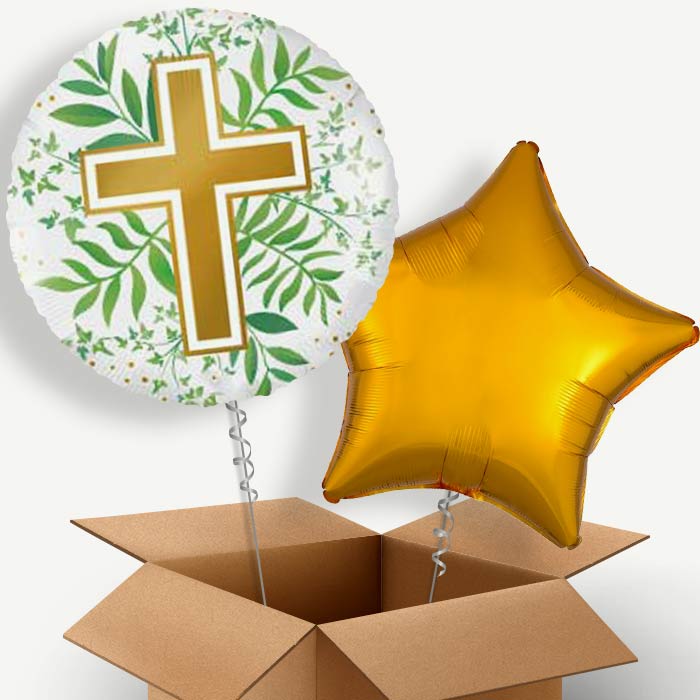 Communion Religious Cross Helium Balloon Duo | Party Save Smile