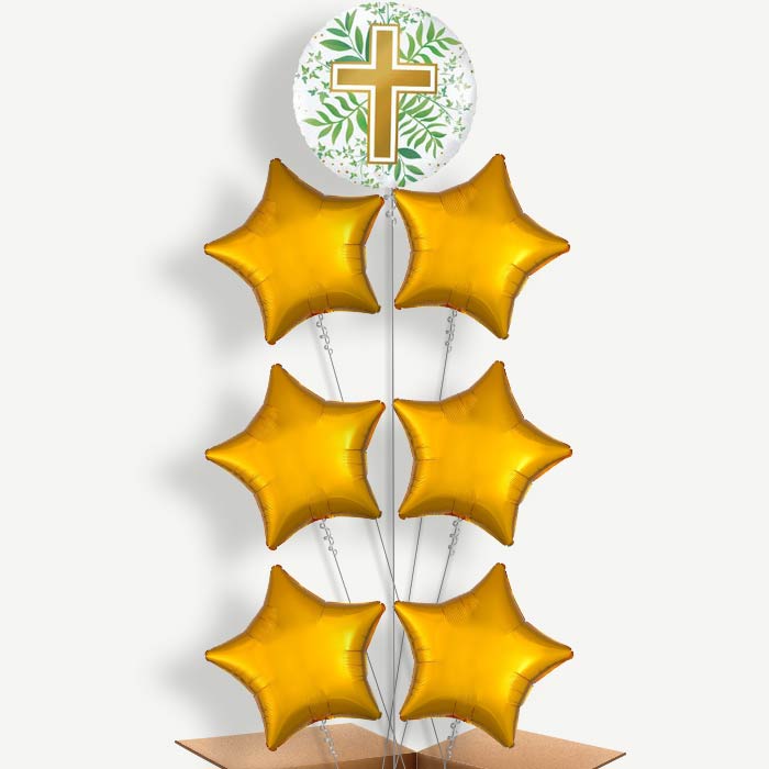 Communion Religious Cross Helium Balloon Arrangement | Party Save Smile