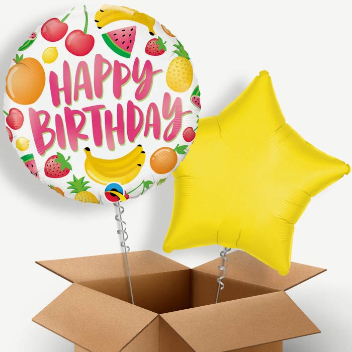 Fruits Summer Happy Birthday Helium Balloon Duo | Party Save Smile