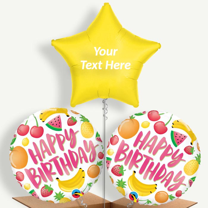 Personalisable Fruits Summer Happy Birthday Helium Balloons | Party Save Smile