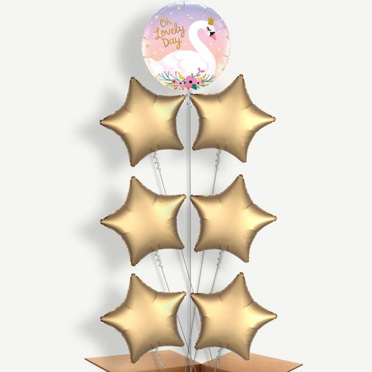 Oh Lovely Day Swan Balloon Arrangement Inflated with Helium | Party Save Smile