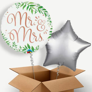 Rose Gold Mr and Mrs Helium Balloon Couple