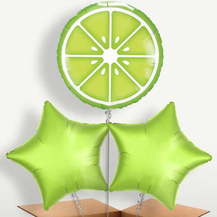 Fruit Lime Trio Balloon Bunch inflated with Helium | Party Save Smile