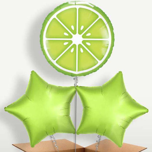 Fruit Lime Trio Balloon Bunch inflated with Helium | Party Save Smile