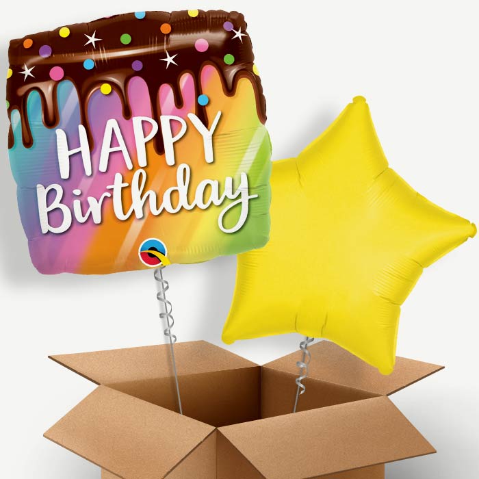 Happy Birthday Cake Helium Balloon Pair | Party Save Smile