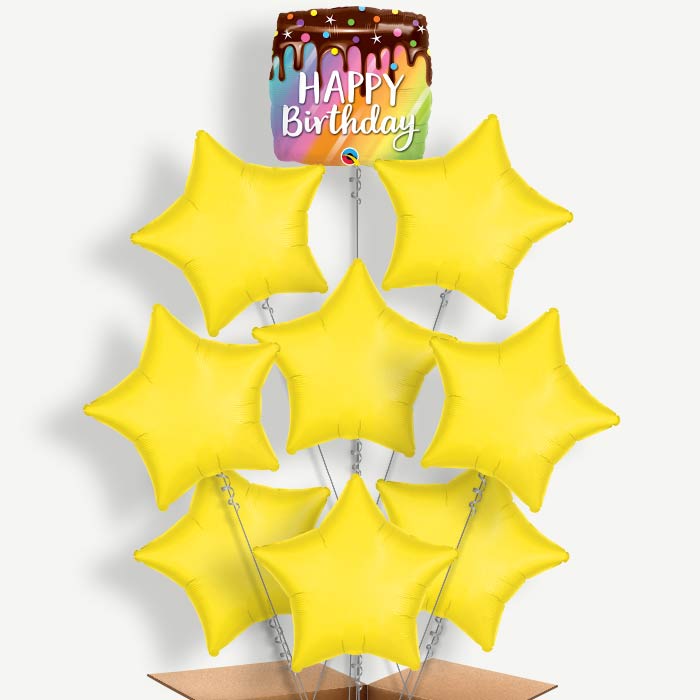 Happy Birthday Cake Balloon Bundle Inflated with Helium | Party Save Smile