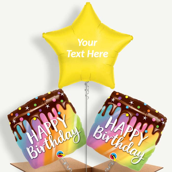 Personalisable Happy Birthday Cake Helium Balloons | Party Save Smile