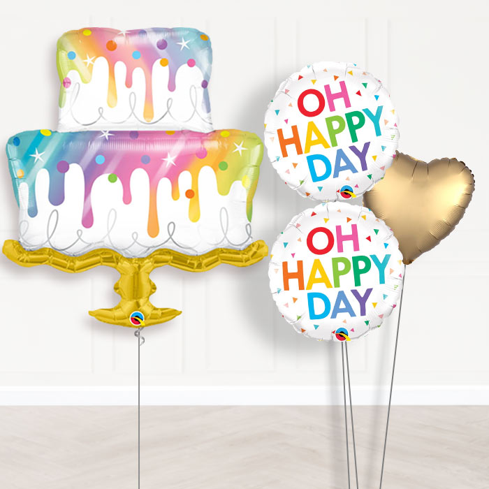 Rainbow Wedding Cake Balloon Bouquet in a Box-Giant Balloon + 2 Themed Balloons + 1 Plain Balloon 