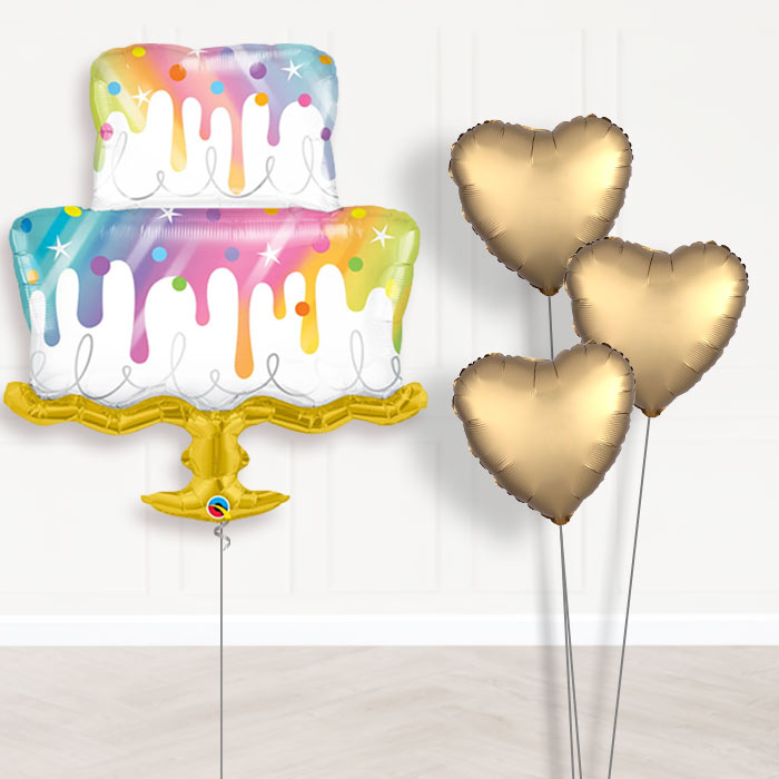 Rainbow Wedding Cake Balloon Bouquet in a Box - Plain Bouquet | Party Save Smile