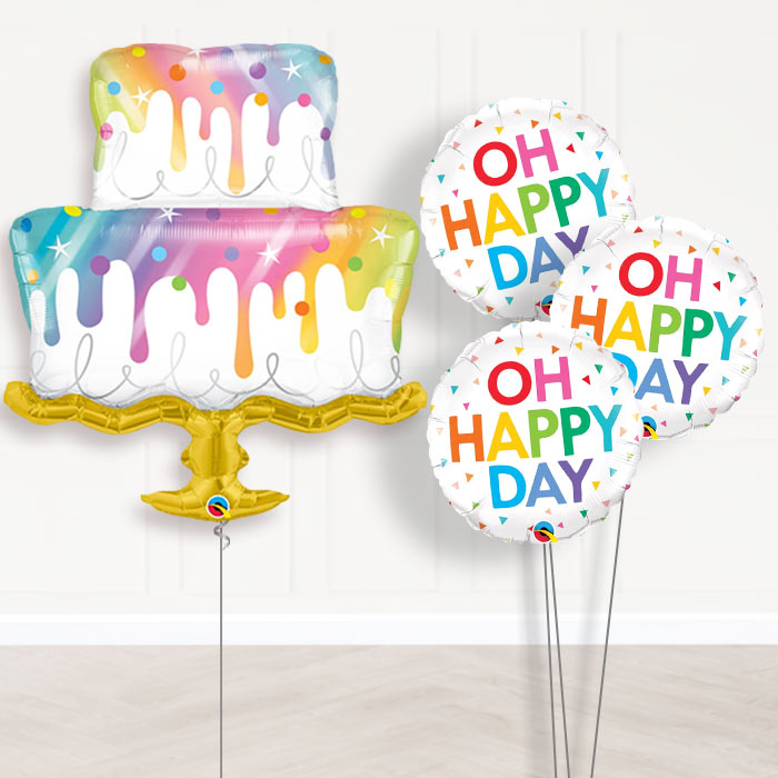 Rainbow Wedding Cake Balloon Bouquet in a Box - Themed Bouquet | Party Save Smile
