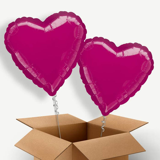 Fuchsia Pink Metallic Heart Helium Balloon Duo | Party Save Smile