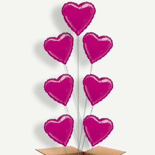 Fuchsia Pink Metallic Heart Helium Balloon Arrangement | Party Save Smile