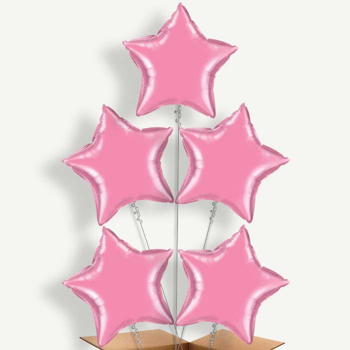 Rose Pink Star Balloon Clusters Inflated with Helium | Party Save Smile