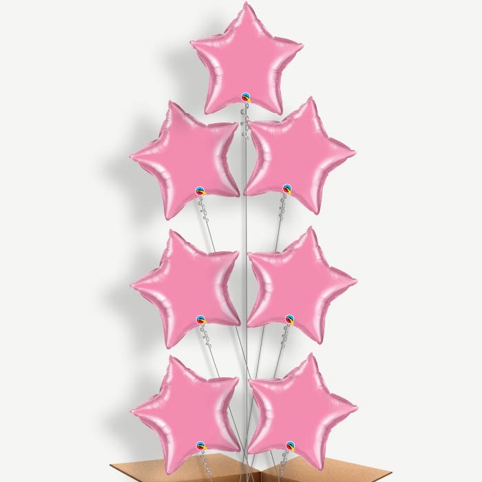 Rose Pink Star Balloon Arrangement Inflated with Helium | Party Save Smile