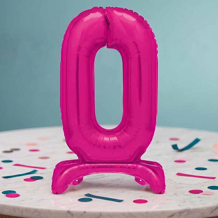 Pink Numbers 0-9 Birthday Inflated Standing Balloon Decoration