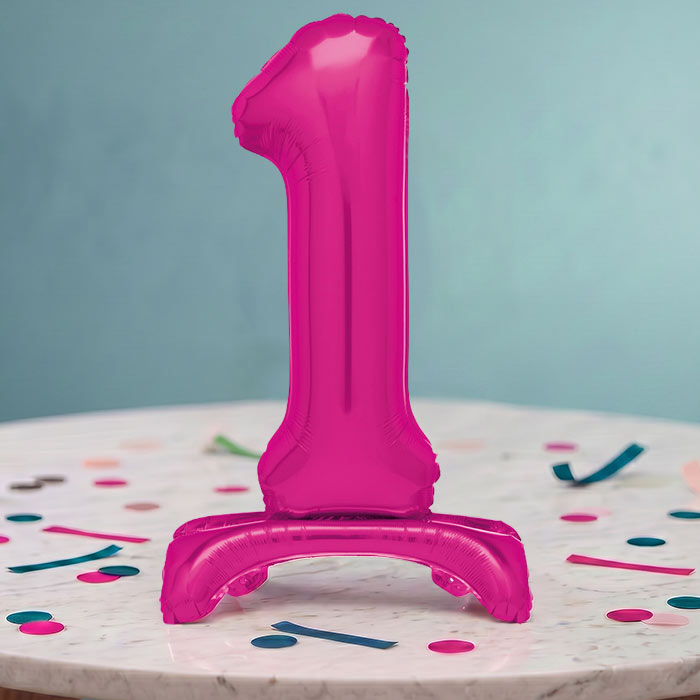 Pink Numbers 0-9 Birthday Inflated Standing Balloon Decoration