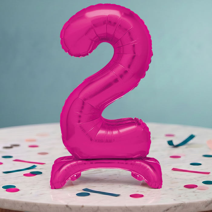 Pink Number 2 Birthday Inflated Standing Balloon Decoration - Number 2 | Party Save Smile