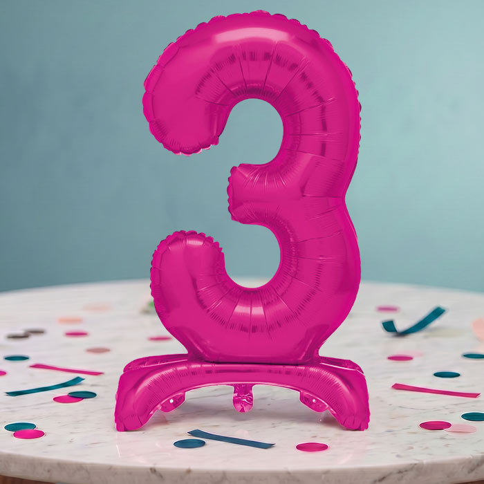 Pink Numbers 0-9 Birthday Inflated Standing Balloon Decoration