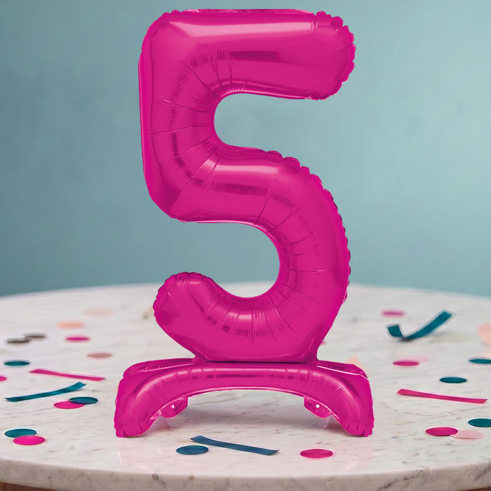 Pink Numbers 0-9 Birthday Inflated Standing Balloon Decoration