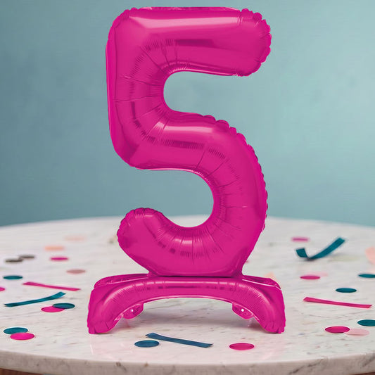 Pink Number 5 Birthday Inflated Standing Balloon Decoration - Number 5 | Party Save Smile