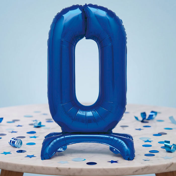 Blue Numbers 0-9 Birthday Inflated Standing Balloon Decoration