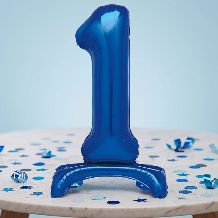 Blue Numbers 0-9 Birthday Inflated Standing Balloon Decoration
