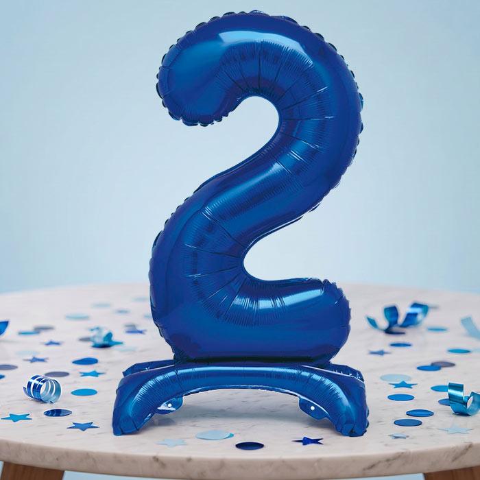 Blue Numbers 0-9 Birthday Inflated Standing Balloon Decoration