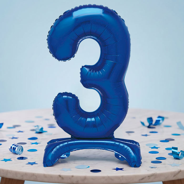Blue Numbers 0-9 Birthday Inflated Standing Balloon Decoration